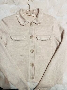 Sezane Cream Button-Front Jean Jacket